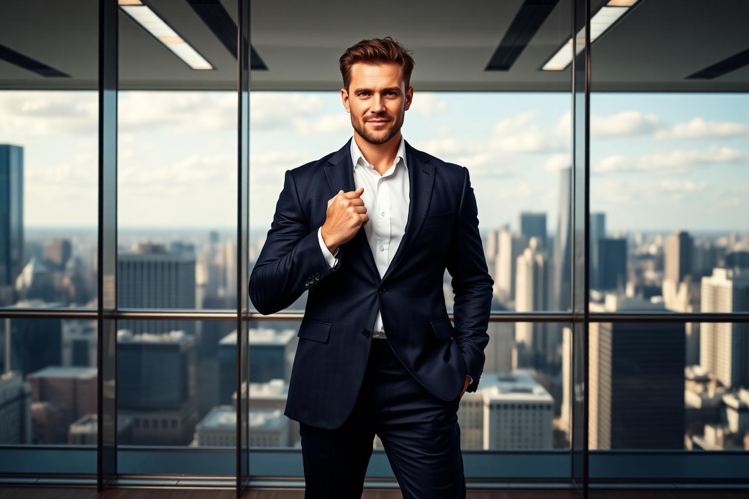 Clarity: confident businessman in suit